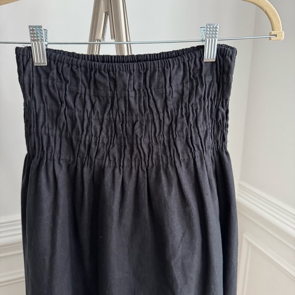 Abercrombie & Fitch Black Smocked Waist Linen Cotton Maxi Skirt Small - Picture 2 of 5